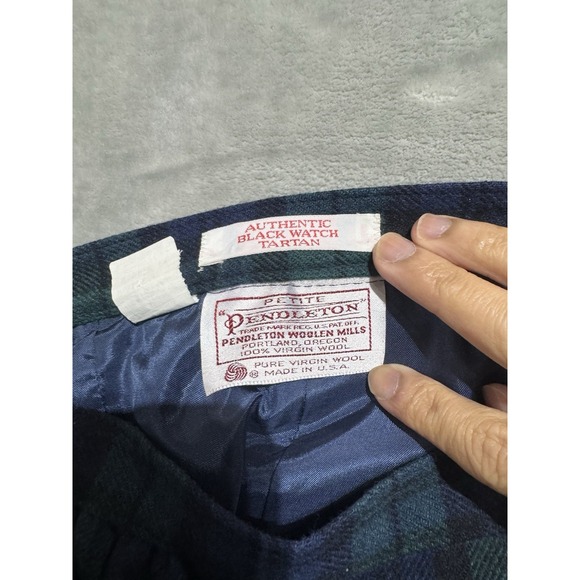 Vintage Pendleton Blackwatch Tartan Skirt Women's Petite 6 Wool‎ Blue Plaid Long - Picture 3 of 7